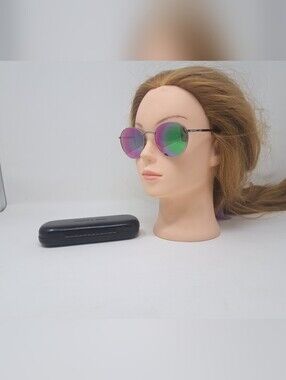 Vintage Serengeti Round Sunglasses Pink Green Mirror Lenses 90s 5539V Japan